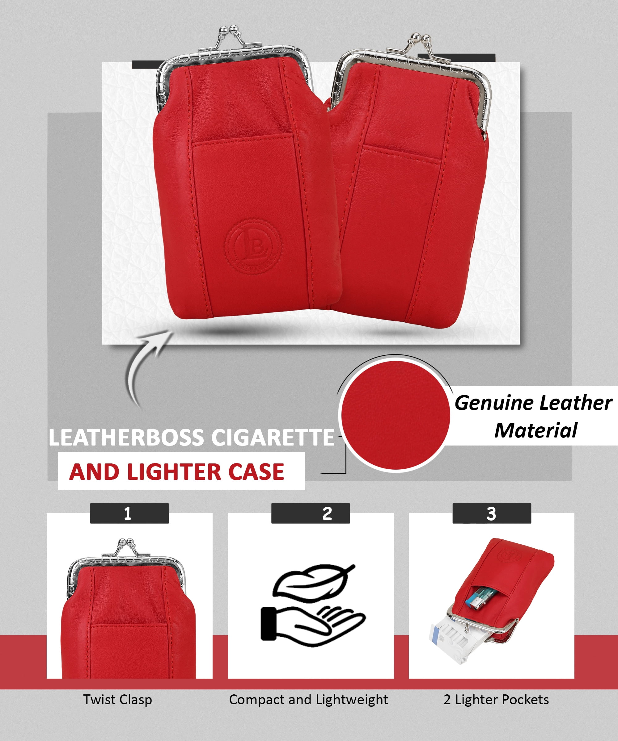 leather cigarette case pack holder with lighter pocket by leatherboss Amazon.com: Leather Cigarette Case Pack