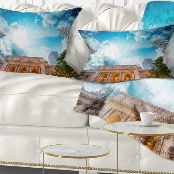 Designart New York Public Library - Cityscape Throw Pillow - 12x20