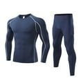 thumbnail image 2 of DeHolifer Mens Athletic Sets Compression Shirt UPF 50+ Long Sleeve Turtleneck Undershirts and Pants 2 Piece Outfits Sets Navy S, 2 of 6