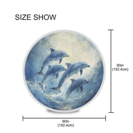 

YAZAOO Round Tablecloth Dolphin Pattern Tableclothes