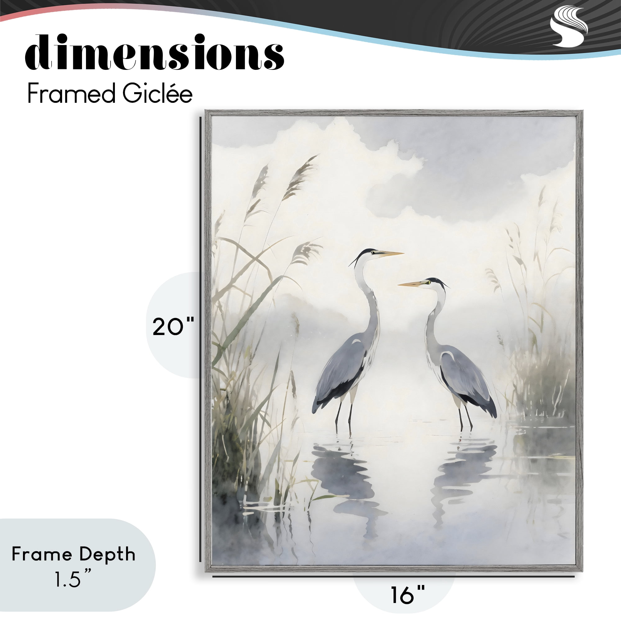Stupell Industries Serene Wetlands Heron Reflections Gray Framed Giclee Art, design by Creative Studio