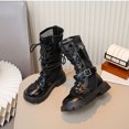 thumbnail image 7 of Cethrio Little Girls Riding Boots, Non-Slip Lace-up Breathable Soft Sole Mid Calf Boots Black Size 12(Little Kids), 7 of 7