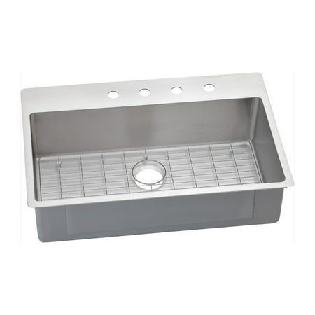 3 Satin Single Basin (Elkay ECTSRS33229BG1 Crosstown Universal Mount 33 in. x 22 in. Single Basin Kitchen Sink (Stainless)