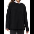 thumbnail image 2 of Suéter de Punto Holgado con Cuello Redondo y Color Liso para Mujer, Ideal para Otoño e Invierno. Negro M, 2 of 10