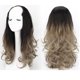 thumbnail image 3 of Pelucas sintéticas onduladas largas en forma de U para mujer, extensiones de media pieza de cabello, negro, marrón, Ombre 3/4, uso diario, 22 pulgadas, 3 of 4