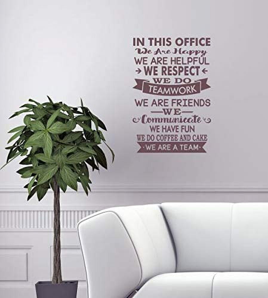 In This Office We are a Team Vinyl Lettering Decals Stickers Art Work Wall Decor Quotes, 23 X 16 , Eggplant