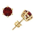 thumbnail image 1 of Genuine 1.00Carat Round Cut Ruby Basket Stud Earrings 14k Yellow Gold Prong AAA Quality, 1 of 1