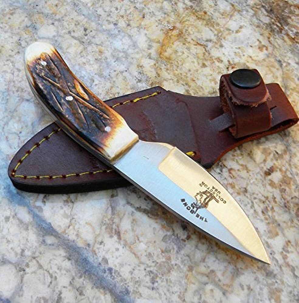 New Bone Collector Hand Made Skinning Knive Hunting Knife + Leather Sheath BC808