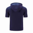 thumbnail image 4 of Wyobmus Mens Workout Hoodies Quick Dry Moisture Wicking Short Sleeve Pullover Sweatshirt Size S-2XL Blue, 4 of 4