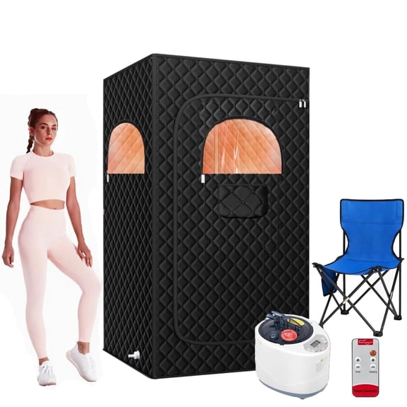 HYEASTR 68.5" Full Size Portable Personal Steam Sauna for Home, Personal Home Spa Tent with Remote Control, 1000W 110V Steamer Pot, Foldable Reinforced Chair, Mat (68.5"*39.7"*30.3")