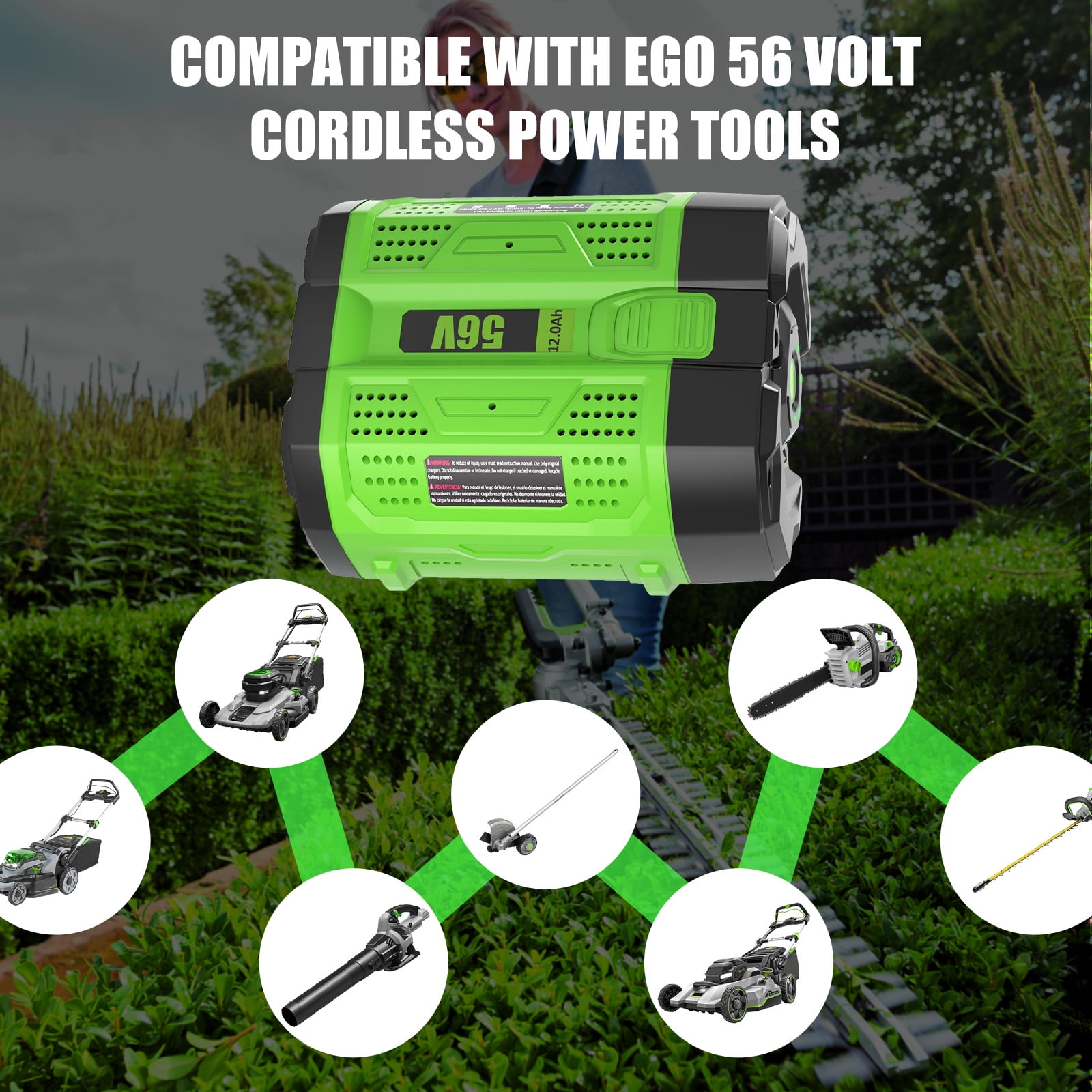 2PACK 12Ah Replacement for EGO 56V Battery Compatible with EGO 56 Volt Lithium-Ion Battery Power Tools
