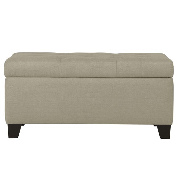 Modern Fabric-Upholstered Rectangular Storage Ottoman Bench - Beige