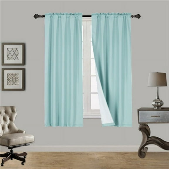 1 Light Blue Single Panel Solid Foam Lined Blackout Window Curtain Panel Treatment Drape Rod Pocket Size 63" Long R64
