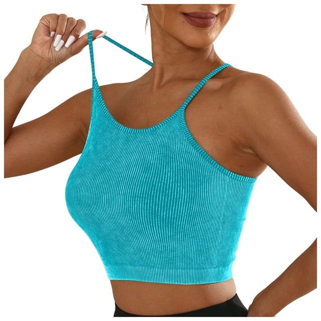 Brasier Mujer Sujetadores Deportivos de Tela de Mantequilla para Mujer, de Punto, Acolchados, Push up, Cómodos, Espalda Cruzada, Tirantes Finos, para Entrenamiento, Yoga, Gimnasio, Fitness Grande