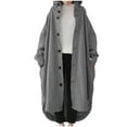 thumbnail image 2 of Jacenvly Womens Winter Coats Solid Flannel Jacket Comfort Warmth Long Sleeve Overcoat Hoodlies Button Pocket Jacket Leisure Fashion Below The Knee Blouse, 2 of 6
