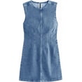 thumbnail image 5 of Sleeveless Womens slim fit Denim Mini Dress Casual Crewneck Summer Jean Tank Dresses, 5 of 6