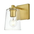 thumbnail image 2 of Living District Kacey 1-Light Iron & Glass Bath Sconce in Brass/Clear, 2 of 6