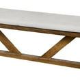 thumbnail image 3 of Jule Dining Bench- Trestle Base- 69 Inch- Brown Wood with Off White Seat, 3 of 6