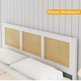thumbnail image 5 of Full Size Rattan Bed Frame with Headboard, White Boho Cane Platform Bed Frame with Strong Metal Slat, Noise Free, No Box Spring Needed, 5 of 6