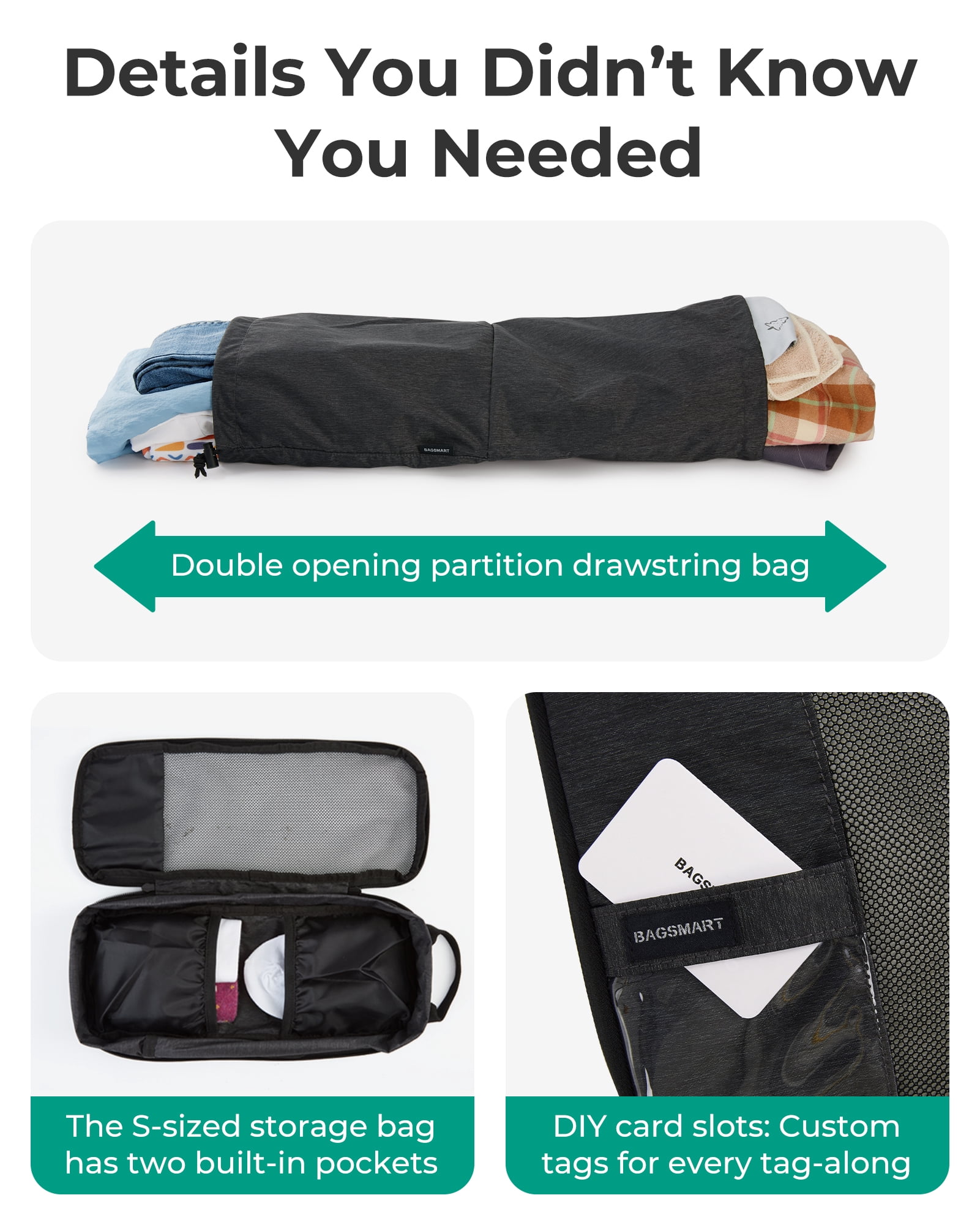 BAGSMART Compression Packing Cubes for Travel Luggage, 6 Pcs Expandable Packing Organizers Foldable Lightweight Suitcase Storage Bags for Travel Accessories, Women Men, Black