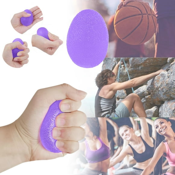 Bola de huevo fortalecedora de agarre de mano | Herramienta para aliviar el estrés para adultos y niños | Caucho de silicona | Tamaño compacto: 2,2 x 1,8 pulgadas | Rojo, naranja y azul | Ideal para