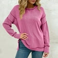 thumbnail image 3 of FAIWAD Womens Sweatshirts Crew Neck Long Sleeve Colorblock Side Slit Pullover Tops Casual Oversized Outfits, 3 of 6