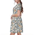 thumbnail image 2 of Fotbe White Popcorn Vestido Largo de Moda para Mujer, Vestido Tipo Camiseta con Manga Corta y Estilo Casual a Rayas y Bloques de Color, 2 of 6