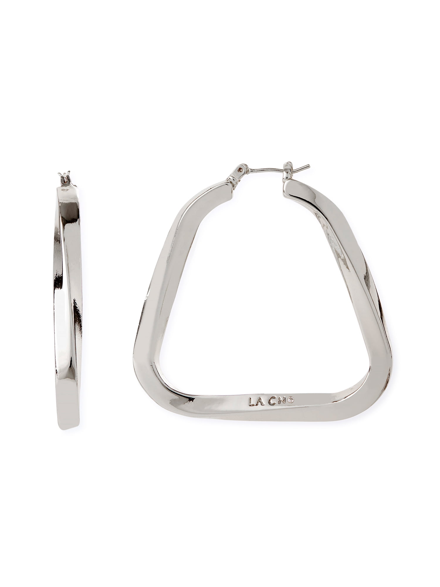 Scoop Women’s Large Silver-Plated Twist Hoop Earrings