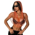 thumbnail image 2 of HuangHuanChen Mesh Tops For Women Sexy Hood Shirt Hollow Out Tops Clubwear Bikini Crop Top Orange, 2 of 7