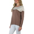 thumbnail image 3 of ToBeInStyle Women's Colorblock High-Low Top - Mocha/Heather Beige - Large, 3 of 6
