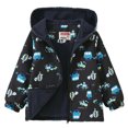 thumbnail image 5 of ZACPNCV Boys Hooded Fleece Lined Jacket 1‑9Y Kids Cartoon Print Full‑Zip Windproof Outerwear with Pockets,Zip Up Warm Winter Coat,B-Black, 5 of 9