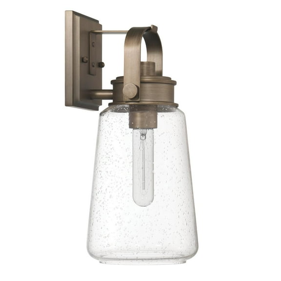 Creative Co-Op Gage - Industrial Tapered Seedy Glass and Metal Wall Mounted Outdoor Light, Tuscan Gold