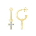 thumbnail image 2 of AFFY 1/20 Carat Round Cut Natural White Diamond Accent Cross Hoop Earring Charms In 14K Yellow Gold Over Sterling Silver (J-K Color, I2-I3 Clarity), 2 of 2