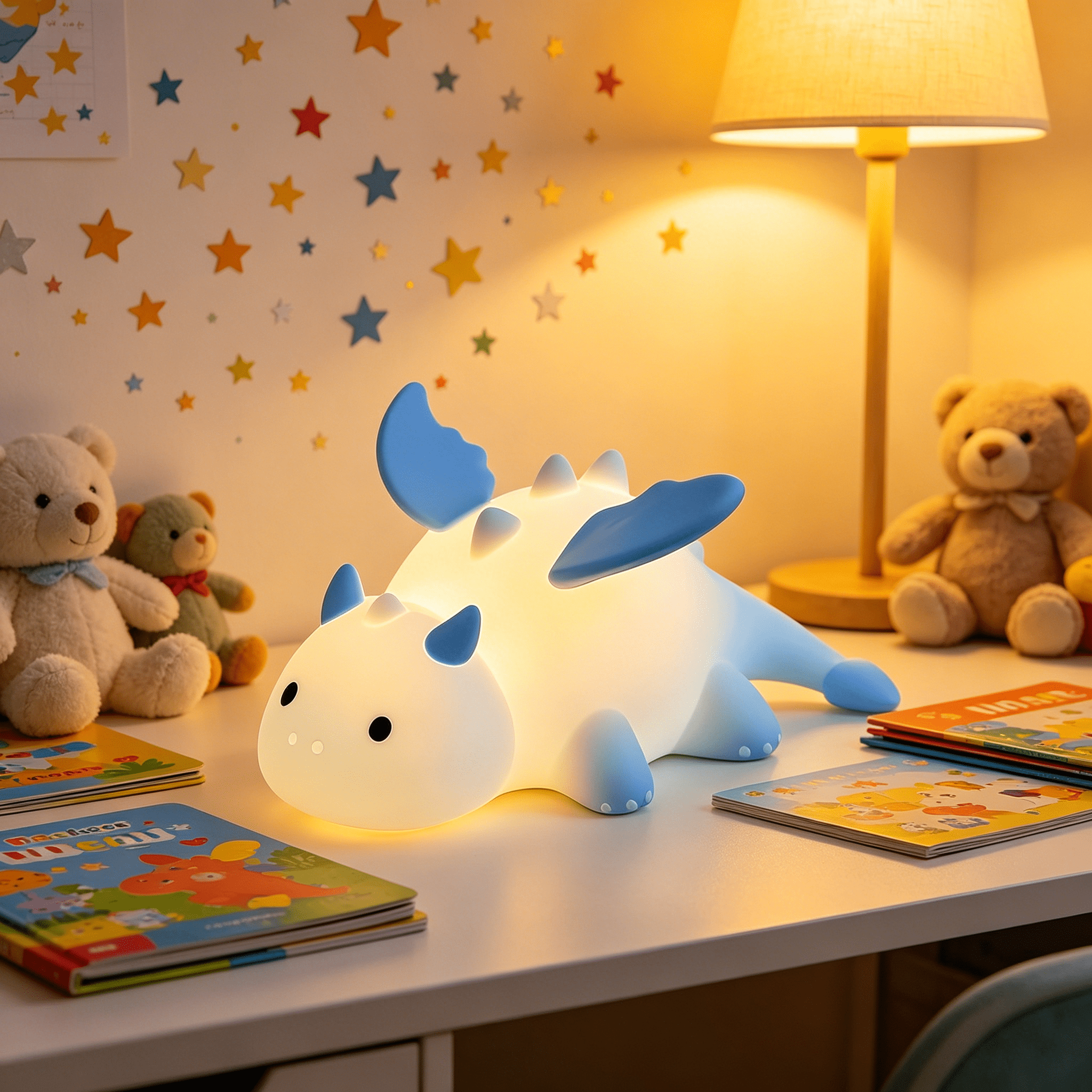 HIBIBUD 2026 New Milk Dragon Night Light for Kids,Cute Dinosaur Lamp Gifts for Boys and Girls,Dimmable Silicone Animal Magnetic Bedside Lamp,Rechargeable Night Light for Toddler Baby Nursery Decor