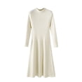 thumbnail image 1 of Birdeem Longue Robe d'Été pour Femmes Mode pour Femmes Couleur Unie Tricot Manches Longues Robe à Col Rond Robe à Manches Longues pour Femmes, 1 of 3