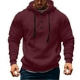 thumbnail image 2 of Lorytime Men's Hoodies Oversized Solid Sweatshirt Buttom Long Sleeve Drawstring Pullover with Pocket Tops Red 2XL, 2 of 5