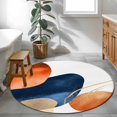 thumbnail image 4 of Navy Blue Burnt Orange Round Area Rug 4 FT, Non Slip Indoor Outdoor Rug, Modern Retro Geometric Boho Washable Soft Circular Carpet Non-Shedding Floor Mat for Coffee Table Nursery Foyer Balcony, 4 of 8