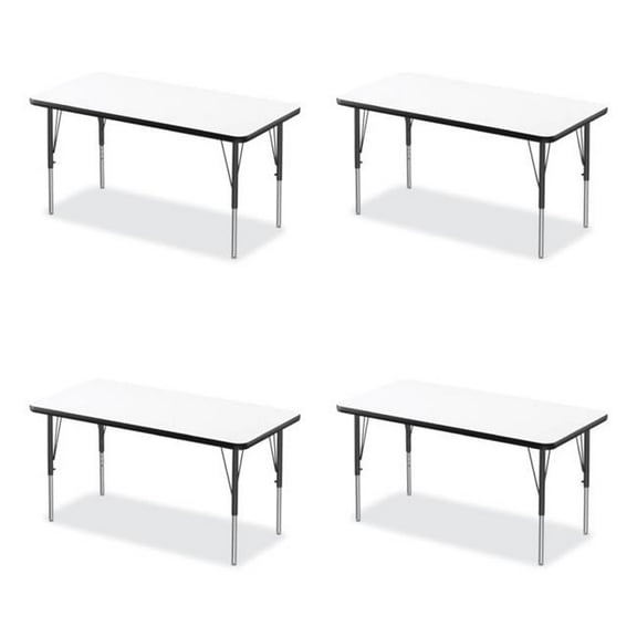 Correll CRL2460DE80954P Markerboard Activity Table, Rectangular, 60 x 24 x 19 to 29 in., White Top, Black Legs