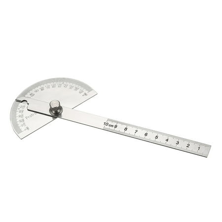 Uxcell 0-180° Round Head Protractor with 3.94" Arm Measuring Ruler Tool for Drawing Stainless Steel