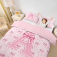 thumbnail image 2 of Erosebridal Cartoon Stripes Bow Duvet Cover Set For Teens,Girls Pink Personalized Initial A Bedding Full,Pink Reversible,3-Piece,No Comforter, 2 of 5