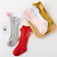 thumbnail image 4 of Baby Girls Knee High Socks Bow Ruffled Tube Socks Toddlers Infant School Uniform Leggings Long Stockings, 4 of 6