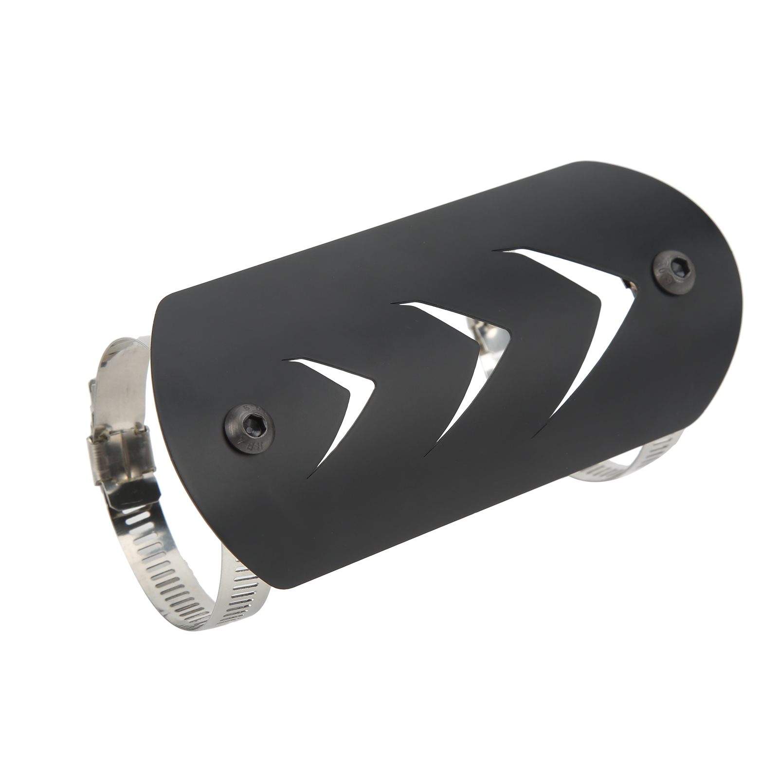 Bouclier Thermique Universel Pour Silencieux Droit De Moto - Protection Contre Les Brûlures, Acier Noir/argent