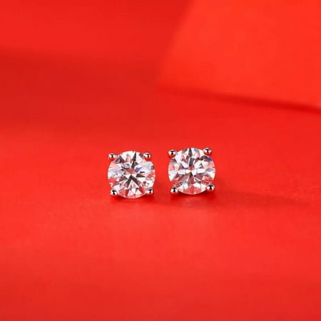 "1 CT Moissanite Screw Back Solitaire Stud Earrings | GRA Certified D/VVS1 | 925 Sterling Silver | 5mm"
