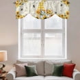 thumbnail image 2 of Sunflower Gnomes Tie Up Valance Curtains for Windows, Kitchen Curtains Window Treatments, Yellow Sunflower Vintage Leaves Bee Short Window Shades Valances for Bedroom Bathroom Cafe 42"x12", 2 of 8