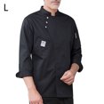 thumbnail image 2 of Botones de la chef de la manga larga de la manga larga del invierno con los bolsillos delanteros camisas para hombres Trajes profesionales para restaurante Black L Monstrate LF000332-14, 2 of 7