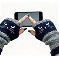 thumbnail image 3 of Cat Embroidery Splicing Knitted Gloves, Fingerless Gloves for Women with Cute Cat Pattern, Soft Knit Wrist Warmers for Everyday Use, 3 of 7
