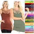 thumbnail image 2 of Criss Cross Xtra Strappy Seamless Cami Spaghetti Strap Tank Top Lattice, 2 of 4