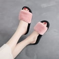 thumbnail image 6 of Anuirheih Wedge Slippers for Women, Plush Thick Plat Sandals Casual Slip-On Wedge Open Toe Winter Summer Sandal(Pink), 6 of 6