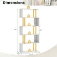 thumbnail image 3 of Gymax 5-Tier Geometric Bookcase 62-Inch S-Shaped Bookshelf w/ Metal Frame Gold, 3 of 10