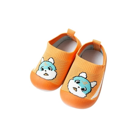 

Daeful Girls Walking Shoe Slip On Sock Sneakers Knit Upper Crib Shoes Lightweight Cartoon Casual Sneaker Unisex-Child Breathable Orange 5.5C